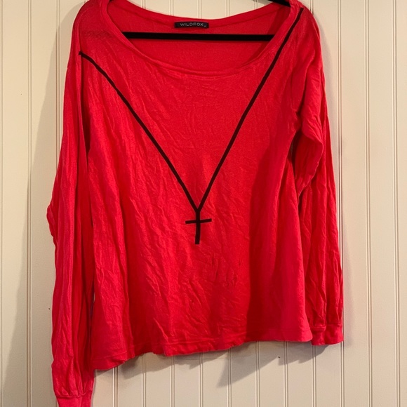 Wildfox off the shoulder long sleeve shirt - Picture 1 of 4